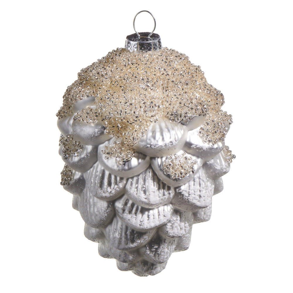 4.5" Iced Pinecone Ornament