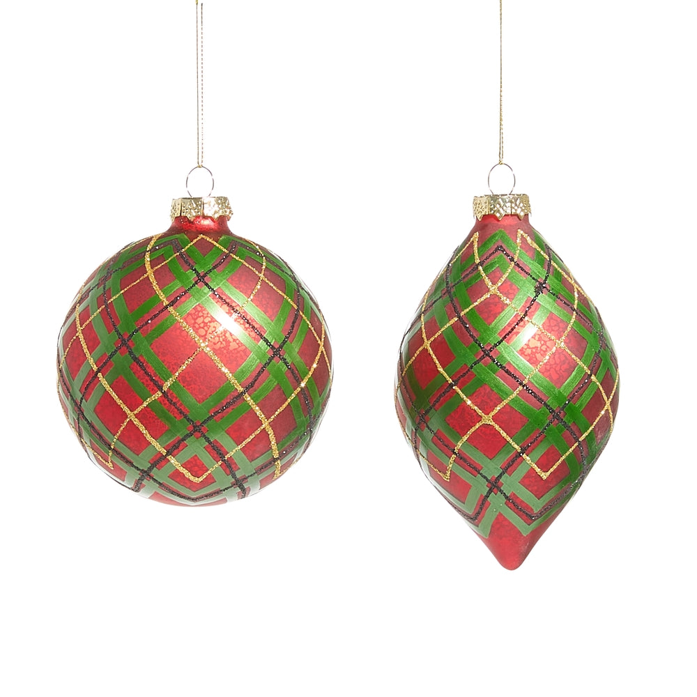 4" Red Green Plaid Ornament