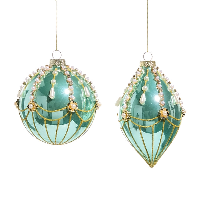 4.5" Blue and Pearl Fairground Ornament