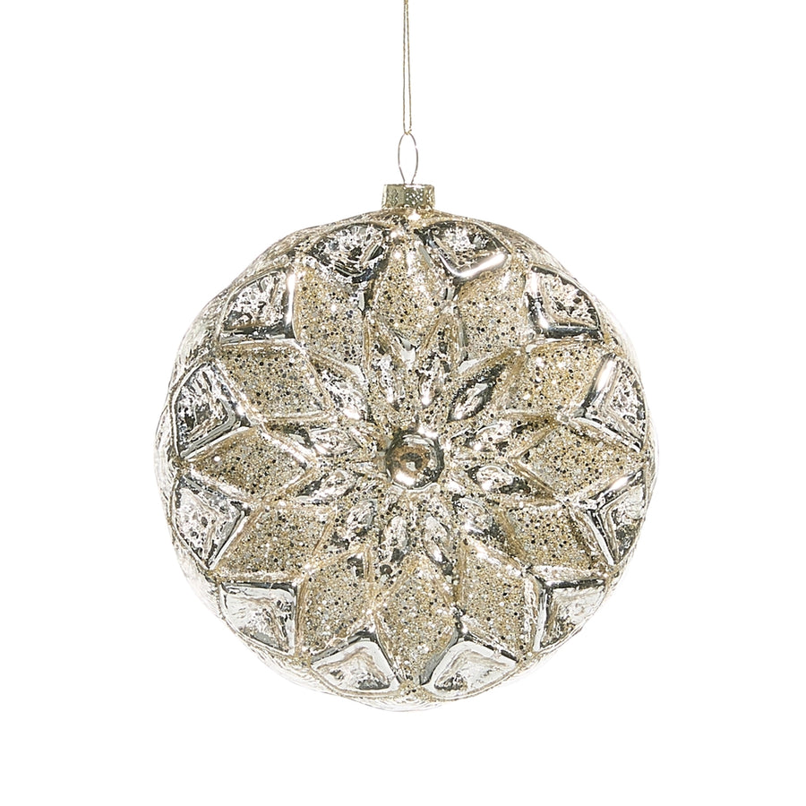 4.75" Silver Glitter Disc Ornament