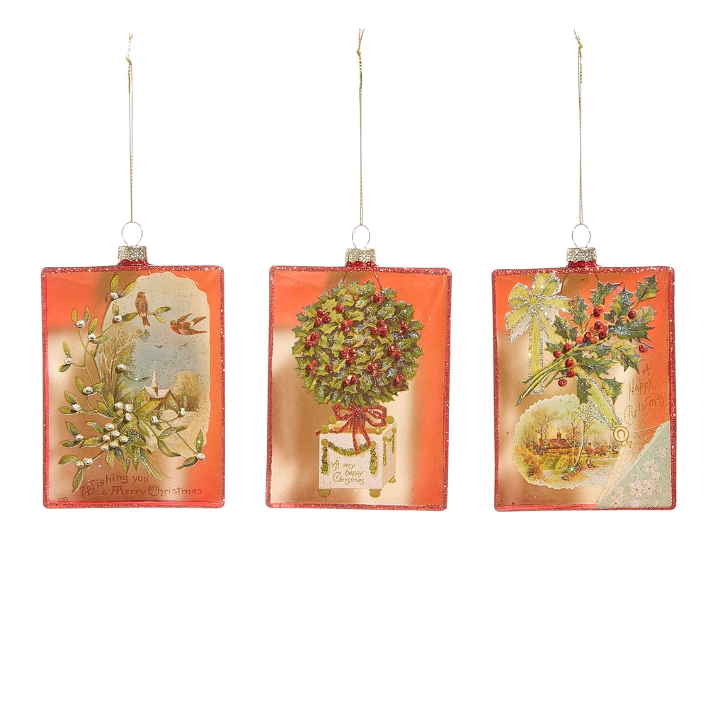 5" Holly Topiary Rectangle Ornament