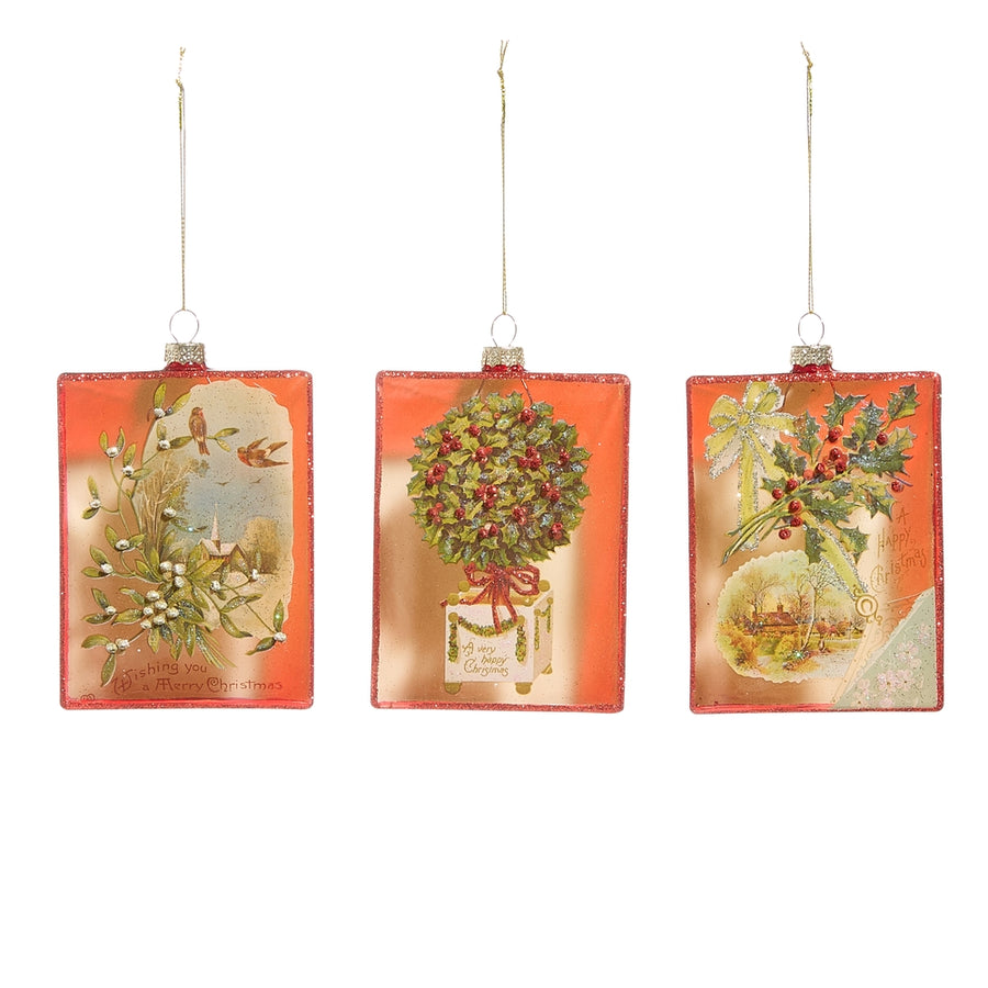 5" Holly Topiary Rectangle Ornament