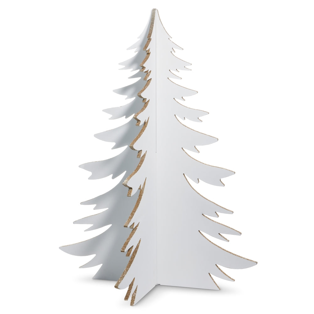 36" White with Gold Glitter 3-D Tree
