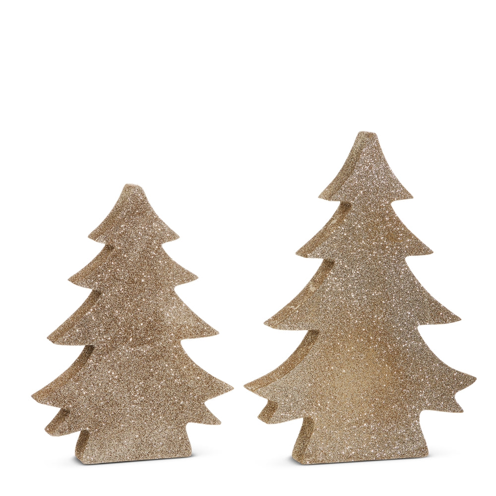 12" Gold Glitter Trees