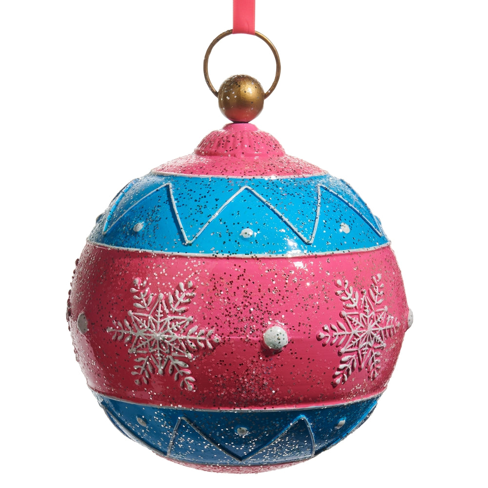 11.5" Glittered Pink and Blue Ornament