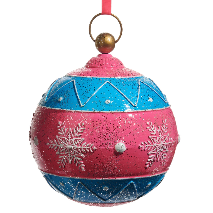 11.5" Glittered Pink and Blue Ornament