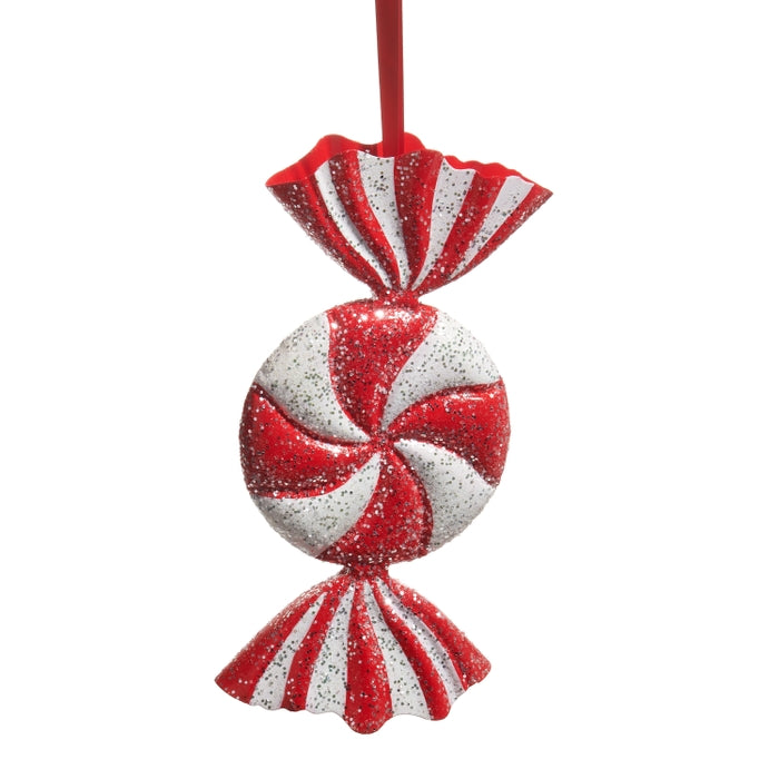 12" Red and White Candy Ornament