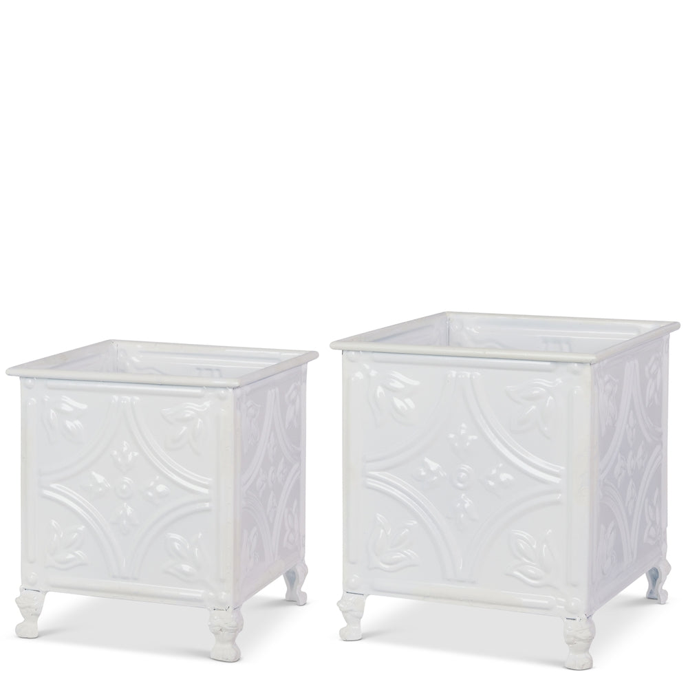 10.75" White Tile Planters