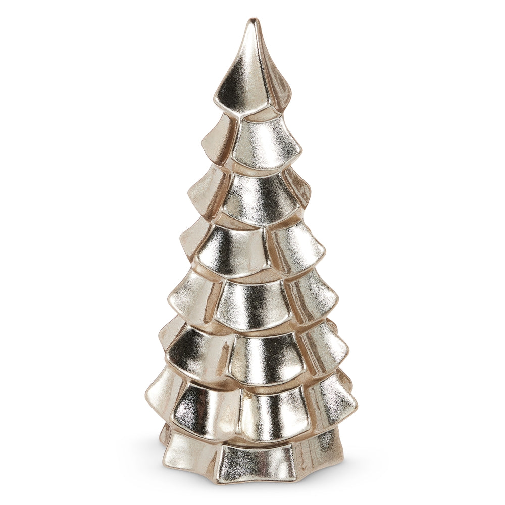 11.5" Metallic Glazed Ribbon Tree