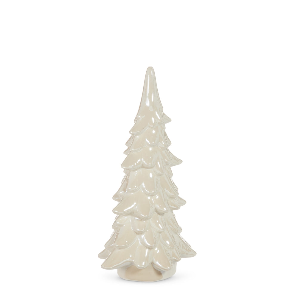 9.5" White Galzed Pine Tree