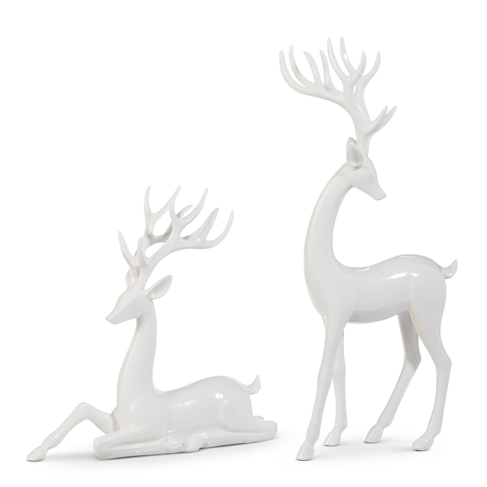 14.5" White Deer | Set Of 2 White