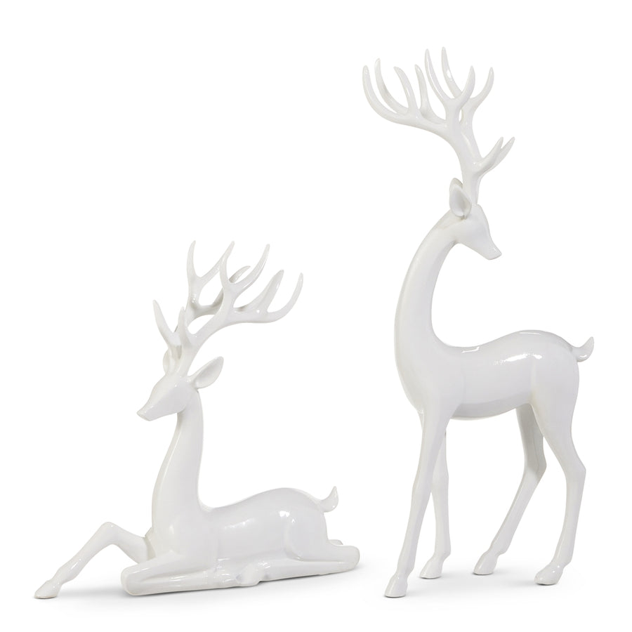 14.5" White Deer | Set Of 2 White