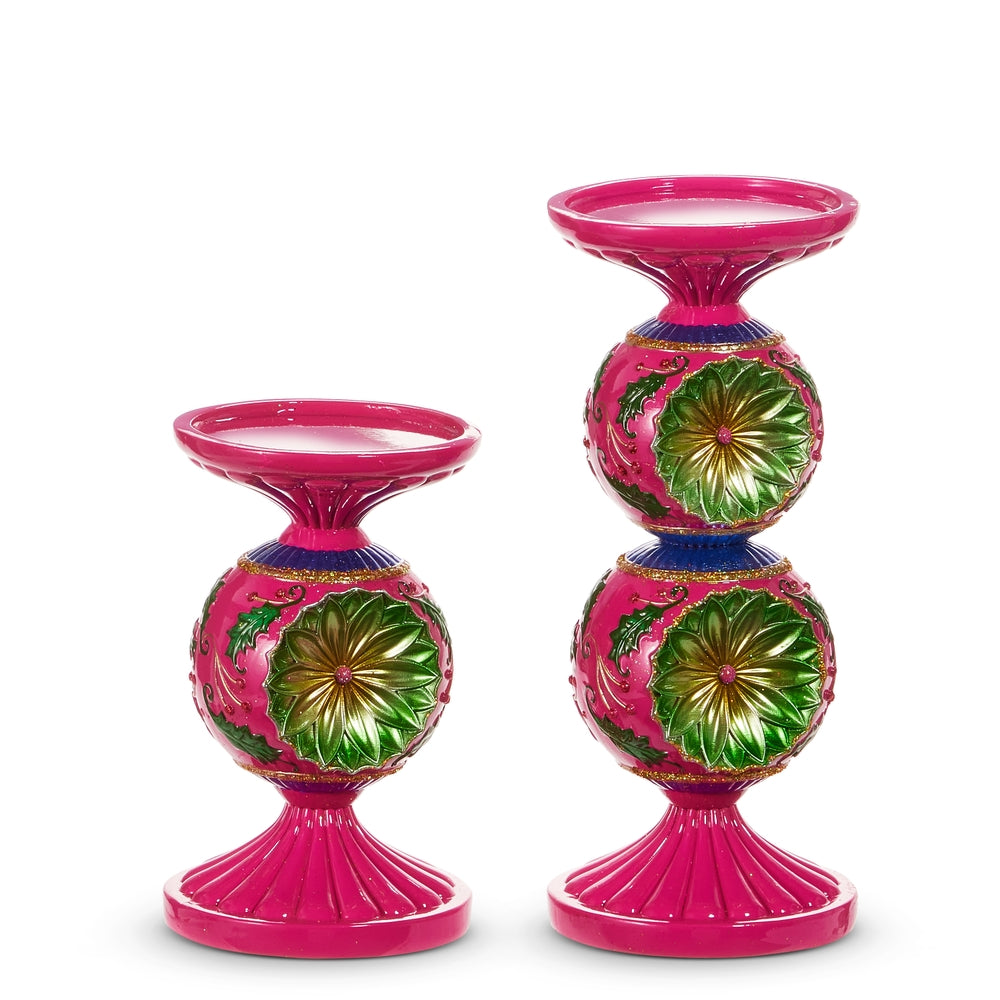 10" Vintage Multicolor Candle Holders