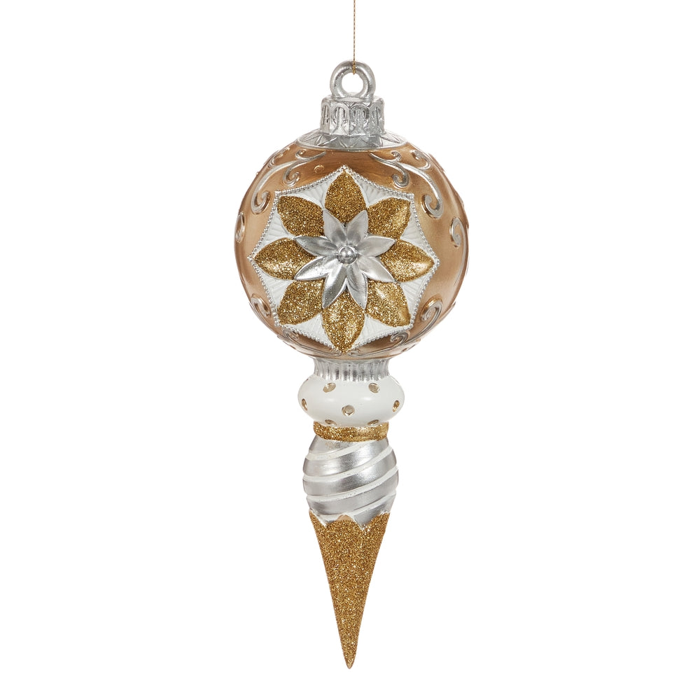 10" Gold and Silver Vintage Finial Ornament