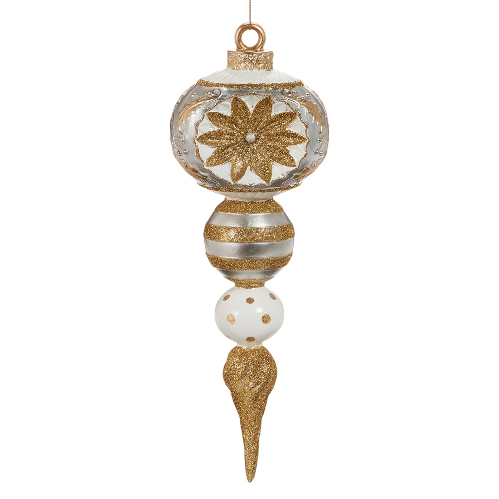12" Gold and Silver Vintage Finial Ornament