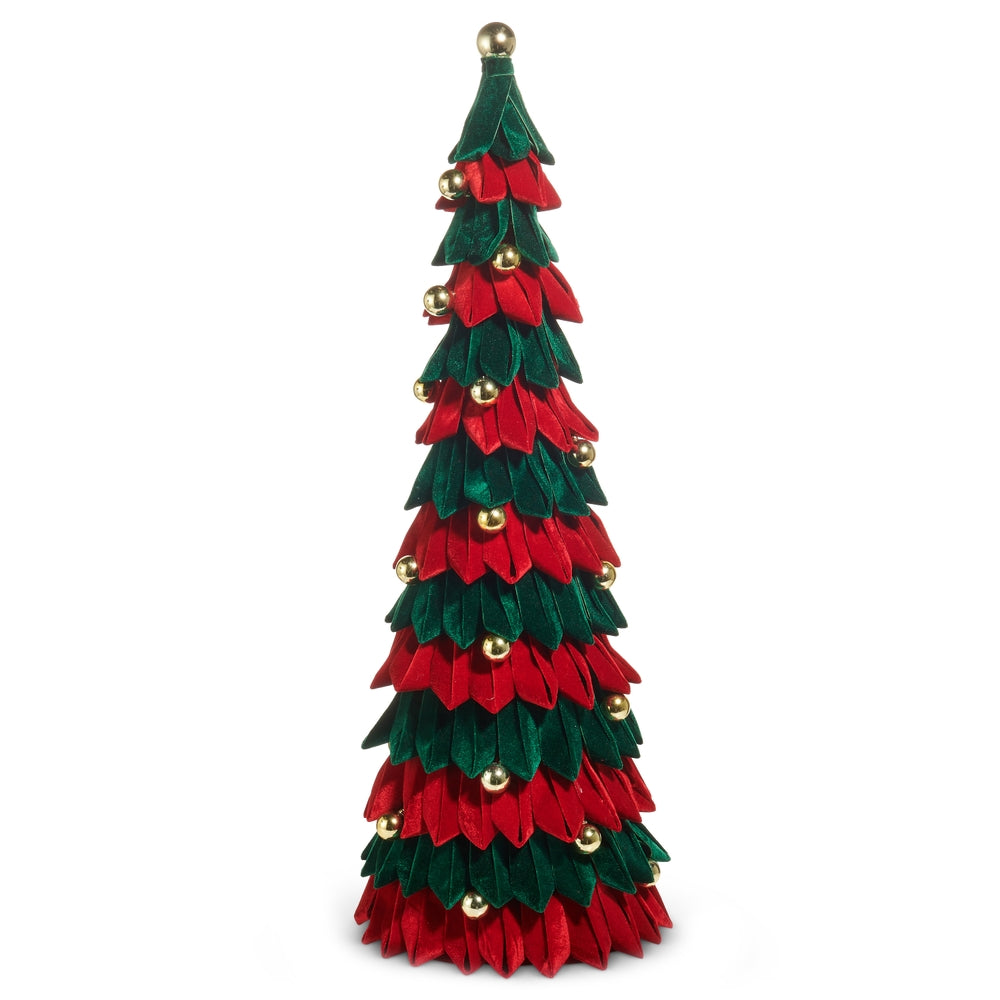 34.5" Red and Green Velvet Tree