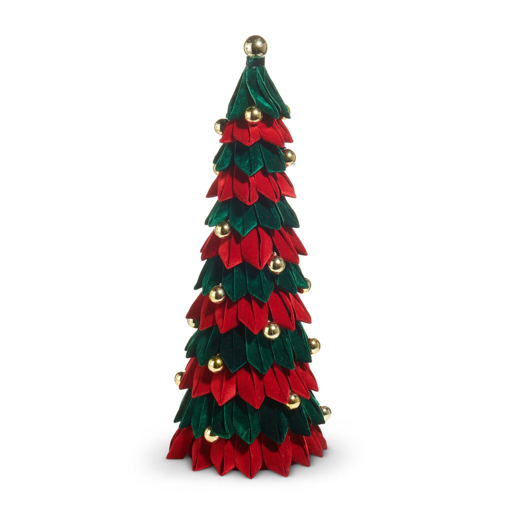 27" Red and Green Velvet Tree