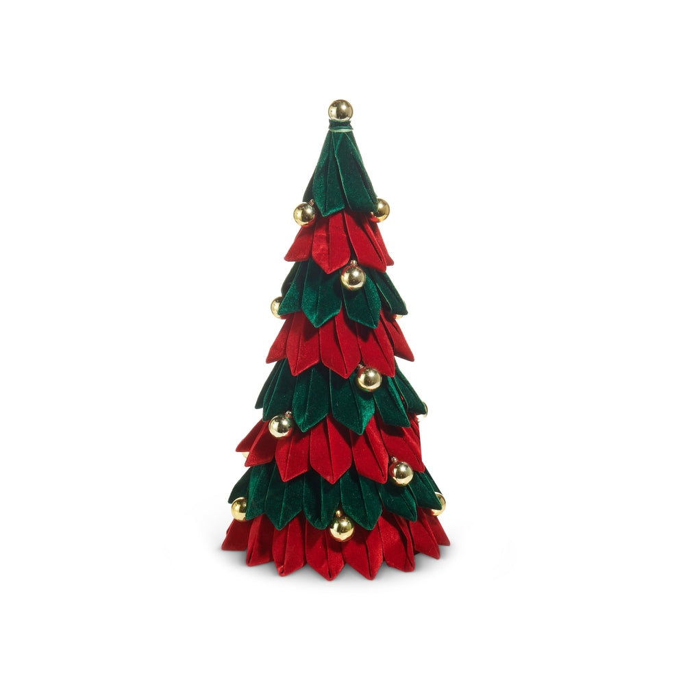 20.5" Red and Green Velvet Tree