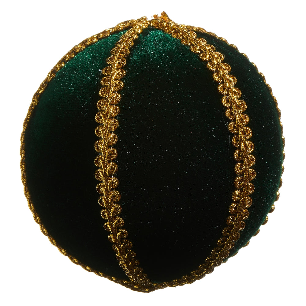 4" Green Velvet with Gold Braid Ornament