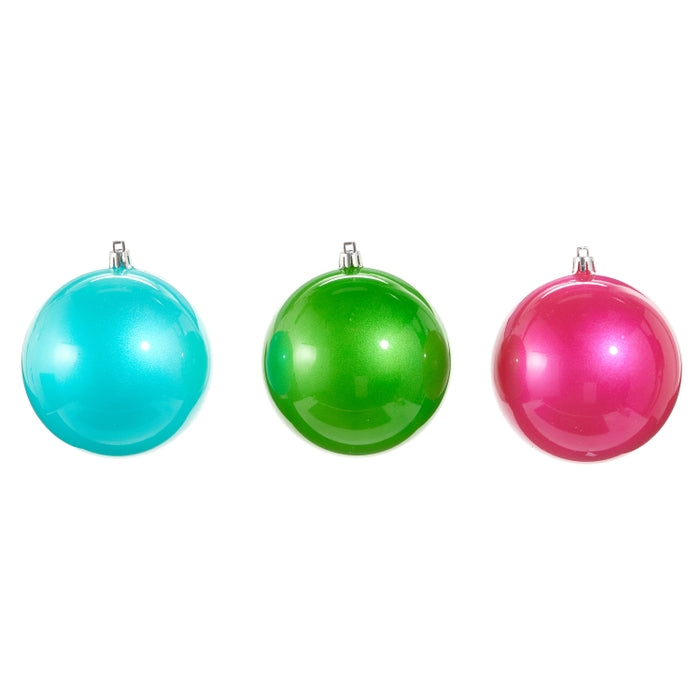 Bright Pearlescent Ball Ornament 4 Inch Multicolor Plastic
