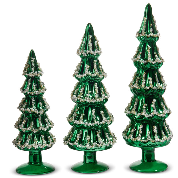 13.5" Green Beaded Trees