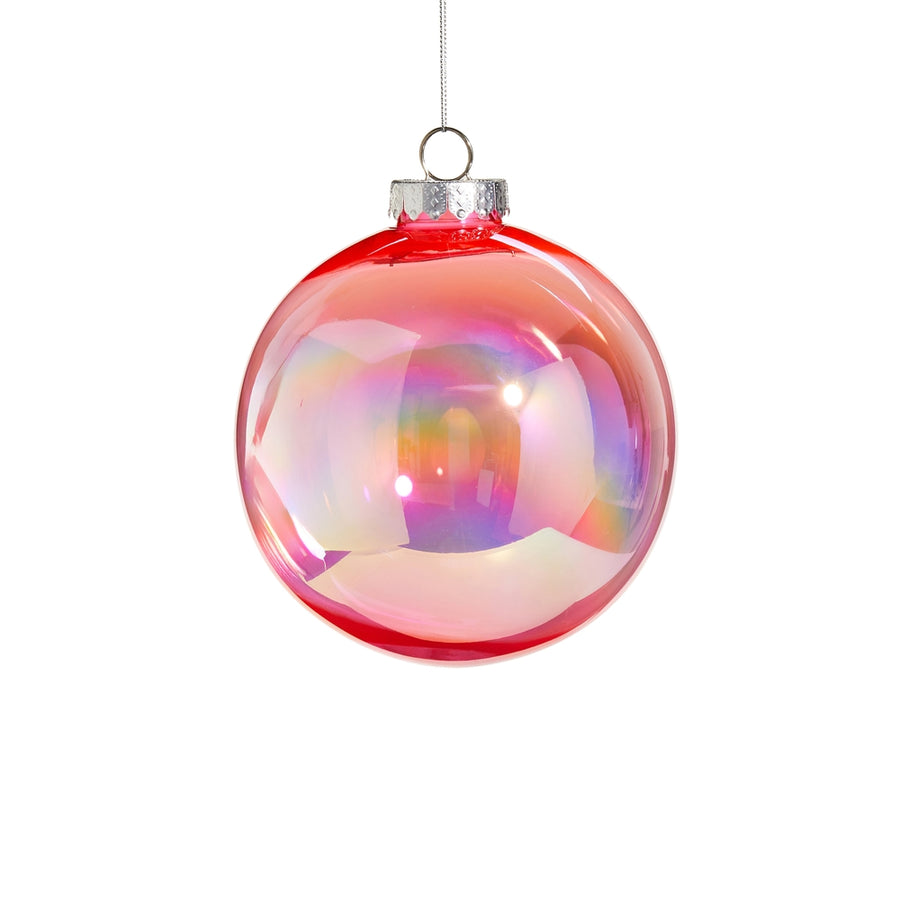 6" Bright Pink Seamless Iridescent Ball Ornament