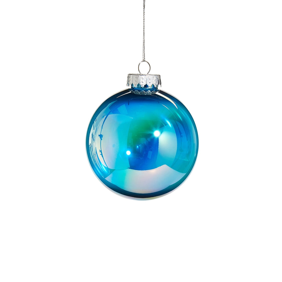 4" Bright Blue Seamless Iridescent Ball Ornament