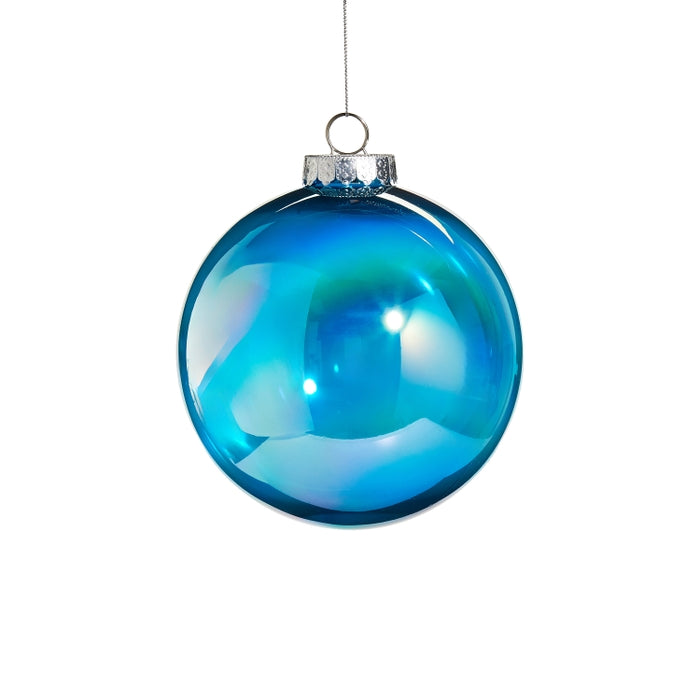 6" Bright Blue Seamless Iridescent Ball Ornament