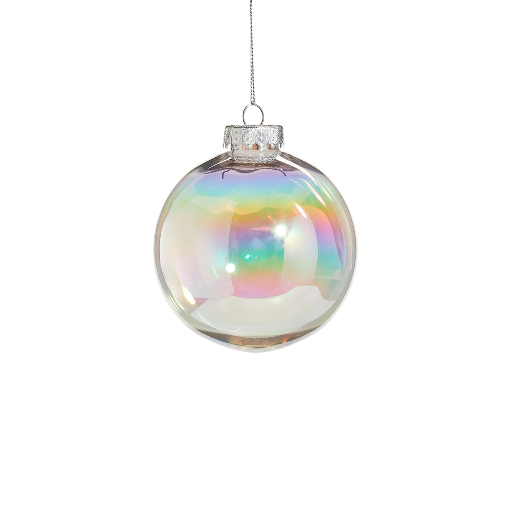 4" Clear Seamless Iridescent Ball Ornament