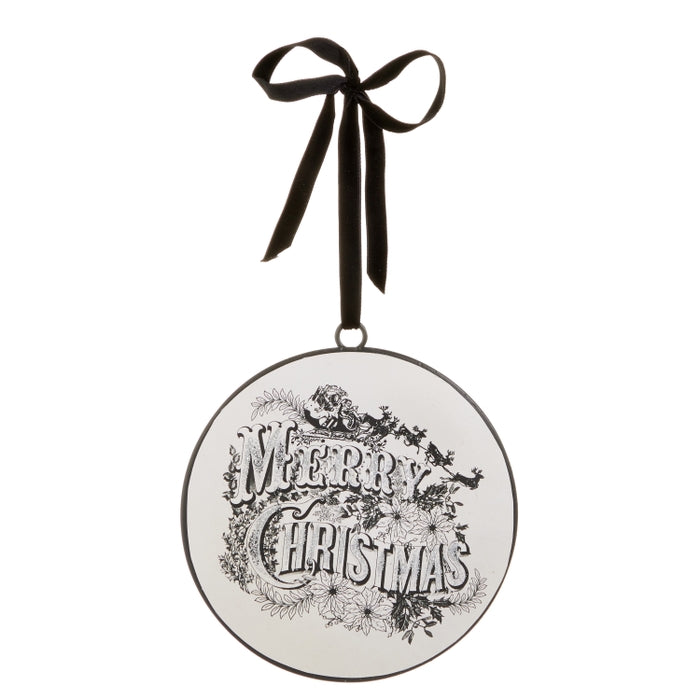 6" Vintage Merry Christmas Disc Ornament