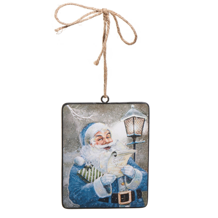 6" He's Checking It Twice Square Ornament