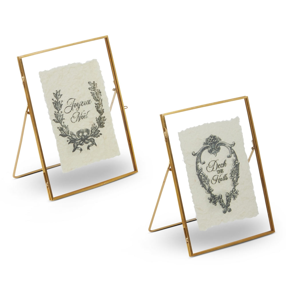 8" French Holiday Framed Art - Glass, Copper, Iron And Rice