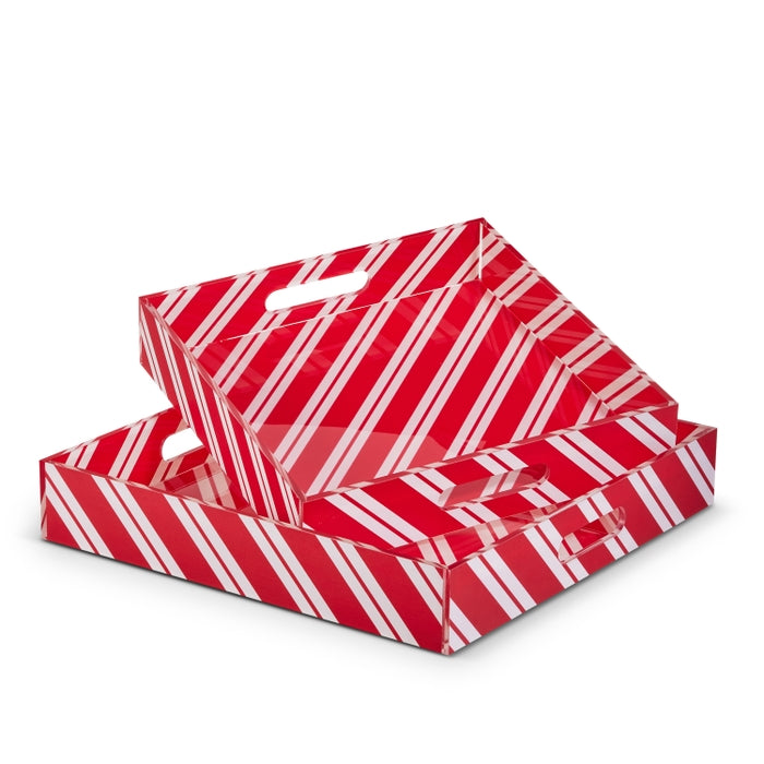 14" Peppermint Stripe Trays