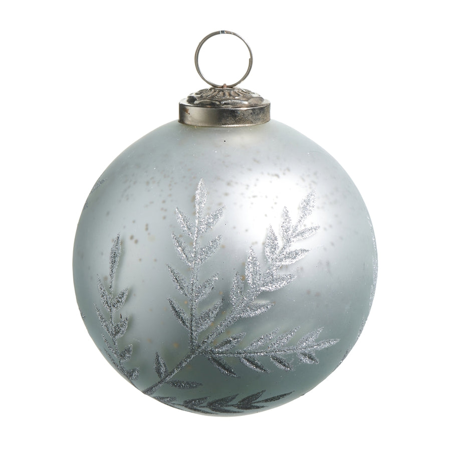 4" Frost White Mercury Glass Ball Ornament