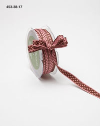 3/8 Inch Reversible Dots Ribbon with Woven Edge – 453-38-17 Brown/Pink
