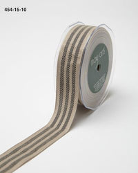 ~1.25 Inch Triple Woven Stripe Ribbon with Woven Edge – 454-15-10 Natural/Black