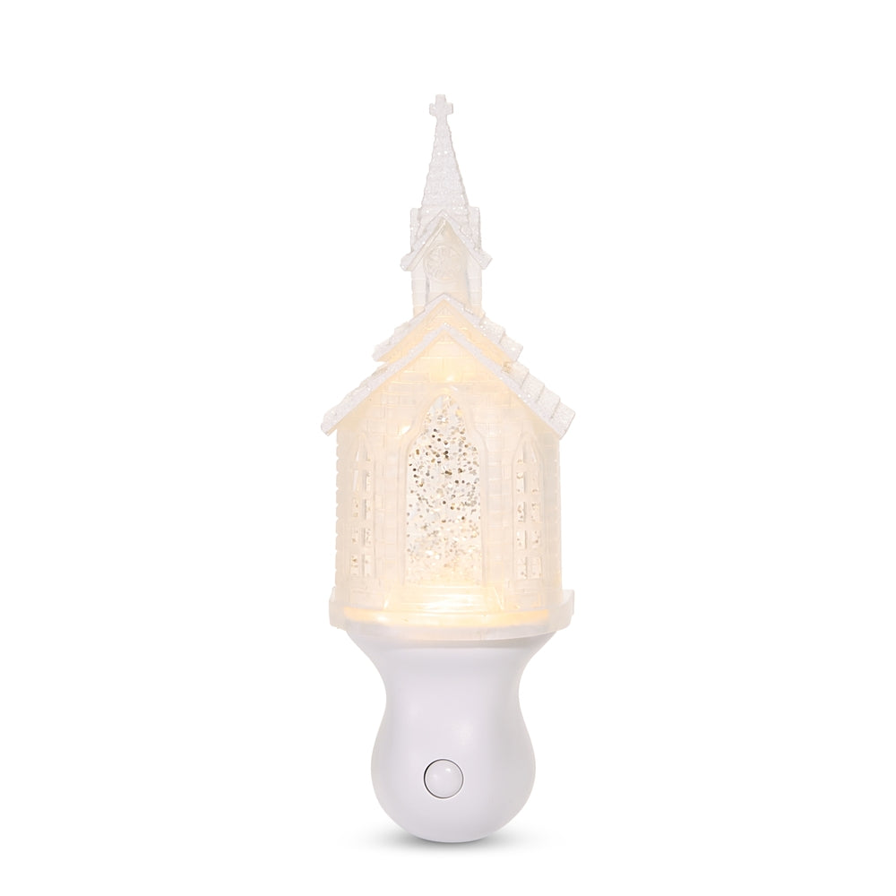9" Swirling Glitter Church Night Light