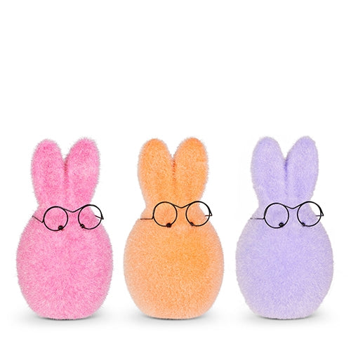 6" Sherbet Flocked Bunny Head with Glasses