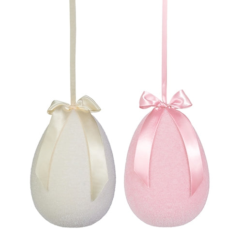 10" Pale Flocked Hanging Egg