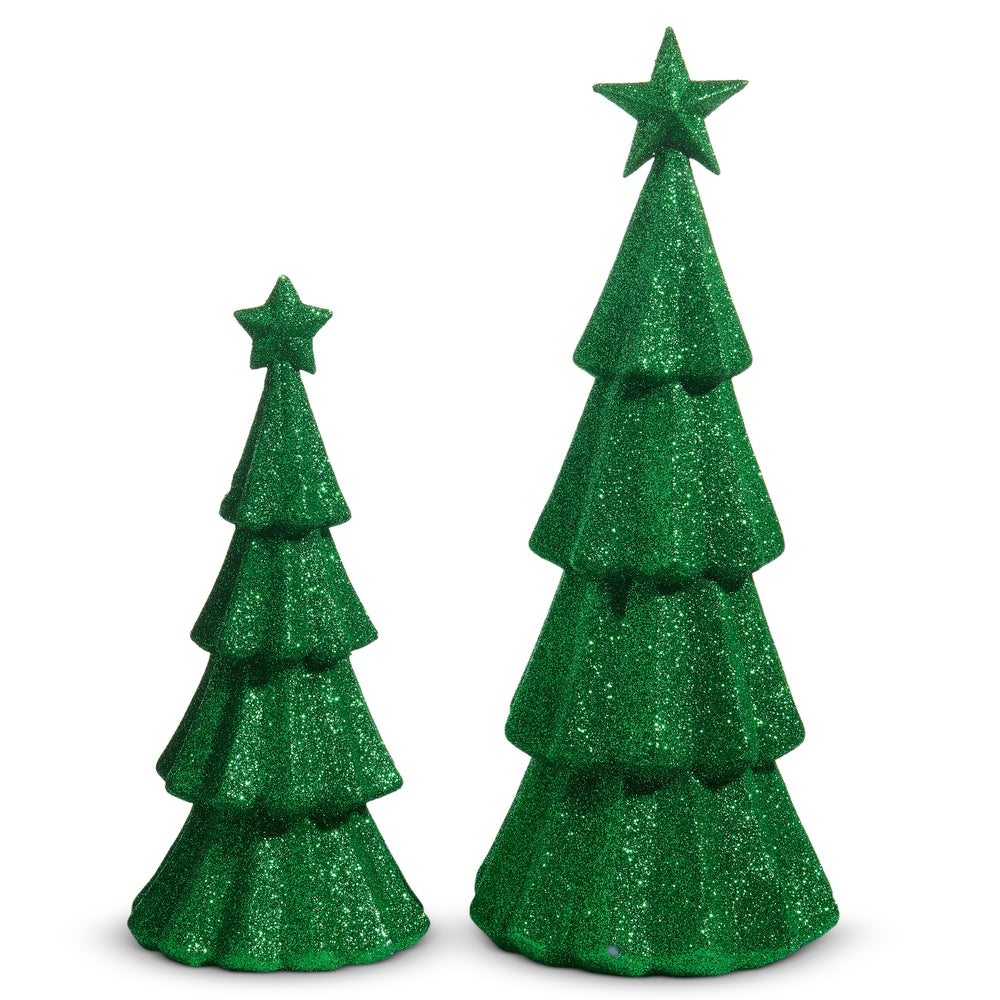15.5" Green Glitter Trees