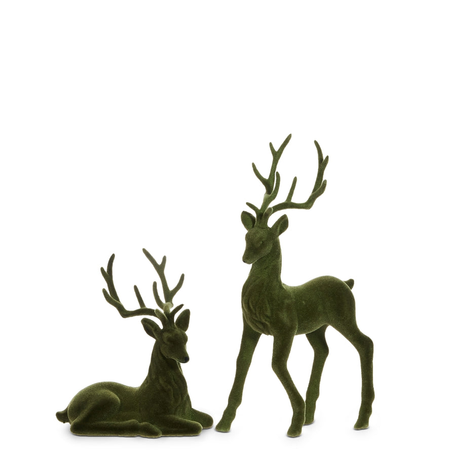 15" Green Flocked Deer