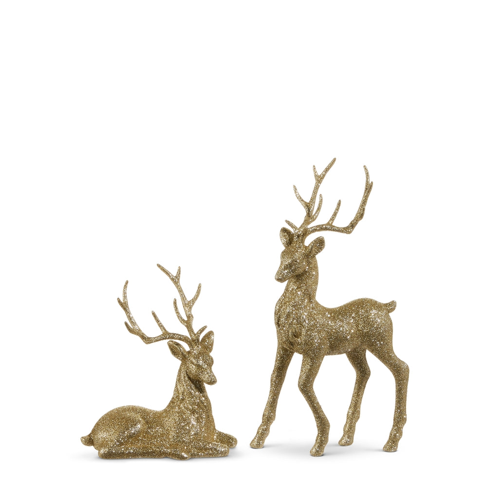 14.5" Champagne Glitter Deer - Plastic