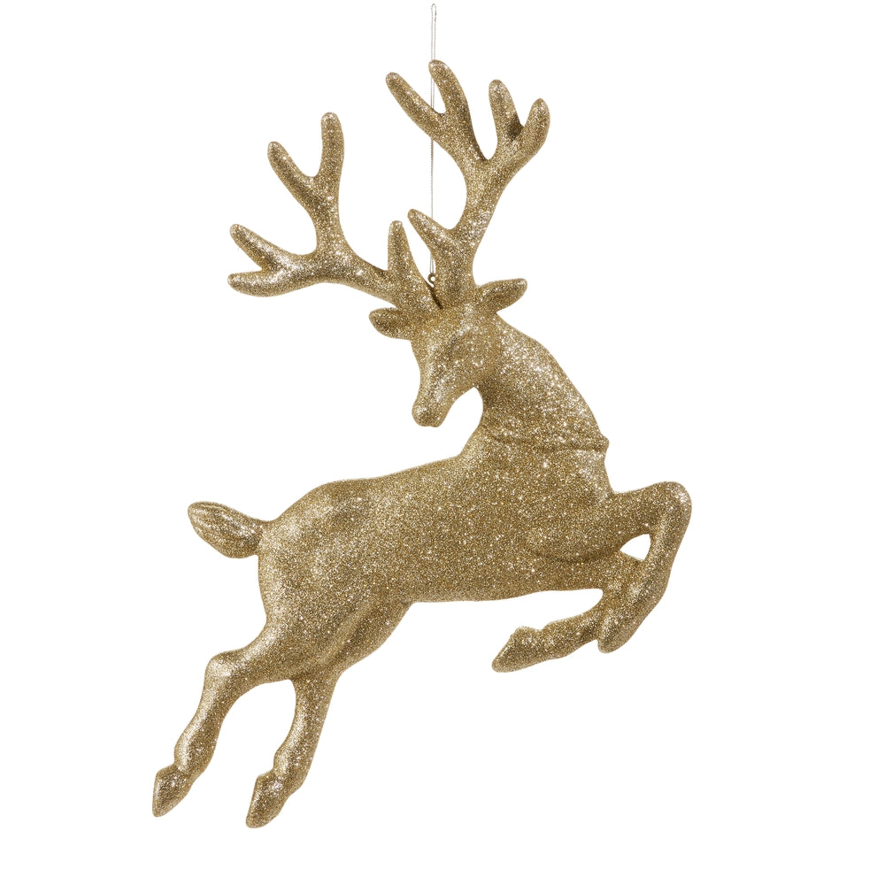 17.5" Champagne Glitter Leaping Deer Ornament