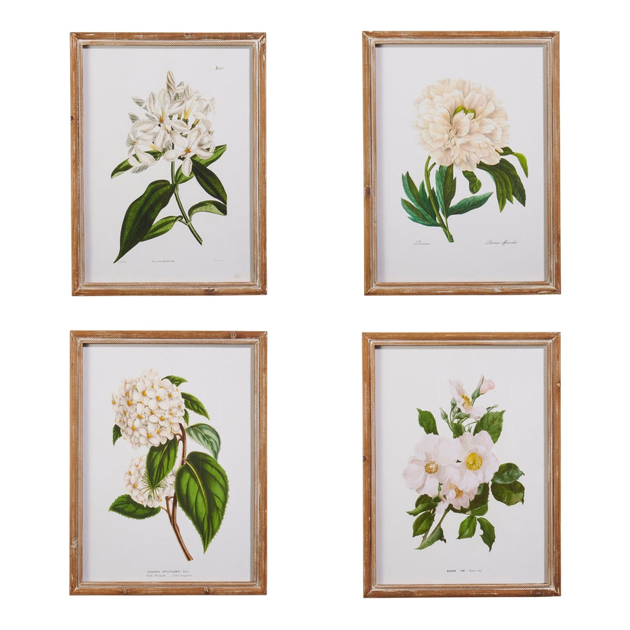 20" White Floral Framed Wall Art