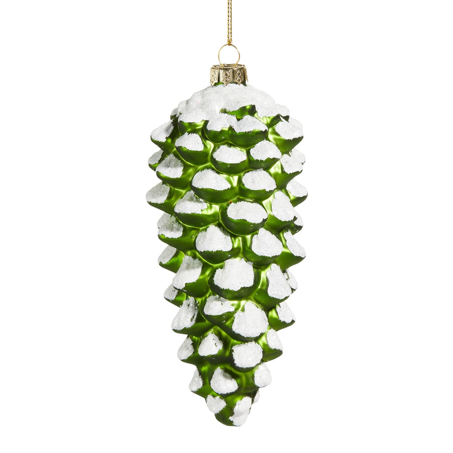 EC 5.75" Snowy Green Pinecone Ornament