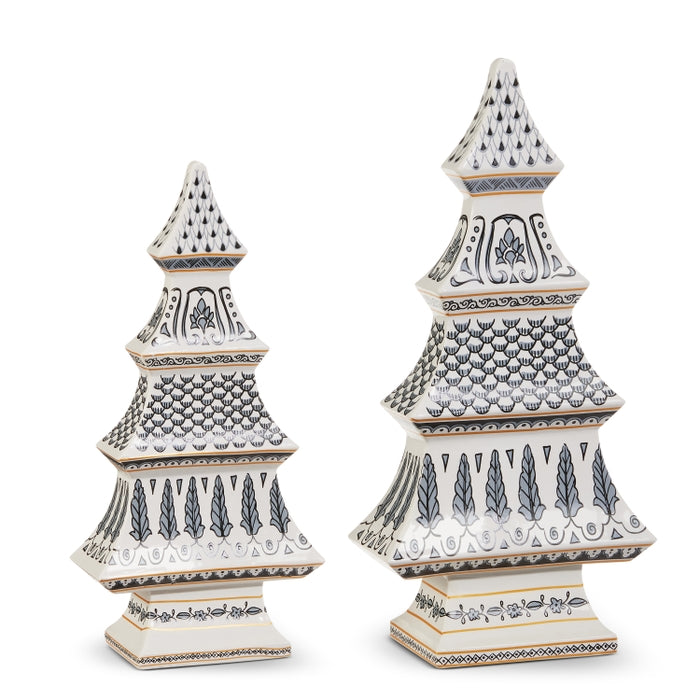 11.5" Black Gold Chinoiserie Trees