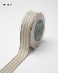 ~1.25 Inch Triple Woven Stripe Ribbon with Woven Edge – 454-15-01 Natural/White