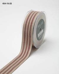 ~1.25 Inch Triple Woven Stripe Ribbon with Woven Edge – 454-15-25 Natural/Burgundy