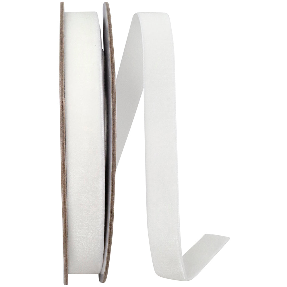 White 5 8 Inch Woven Edge Velvet Ribbon for Wreaths & Bows