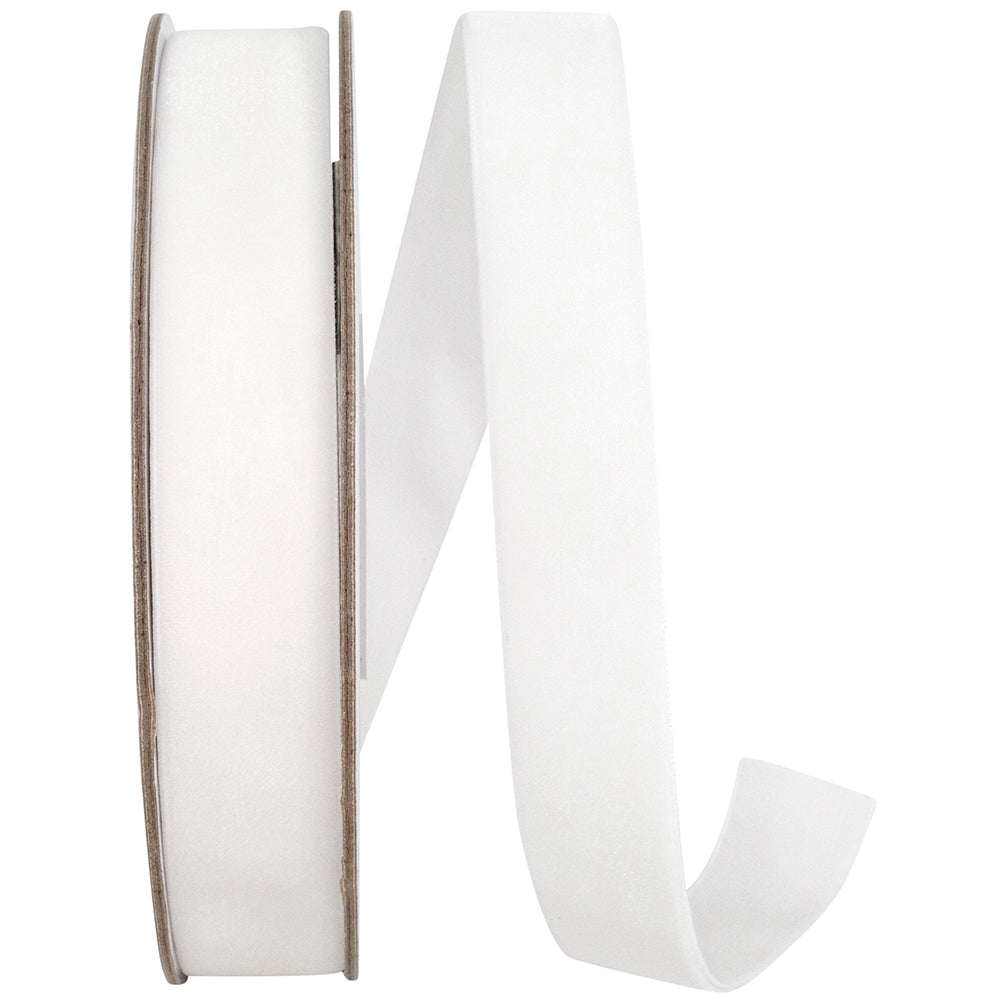 White 7 8 Inch Woven Edge Velvet Ribbon for Wreaths & Bows